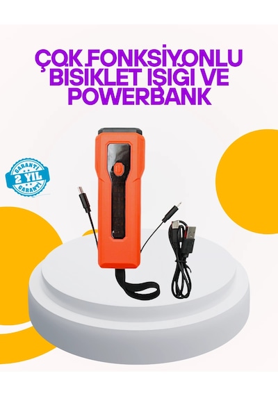 Hubrendy Tekno Su Geçirmez Bisiklet Işığı 5000 Mah Powerbankli Ön Far Diğer