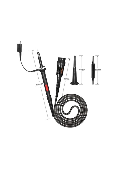 P2200 Osiloskop Probu 200mhz X1 X10 Kazanç Anahtarlı Bnc Soket Dc 300 / 600v Catıı Bnc 1 Metre Dvm.101.593