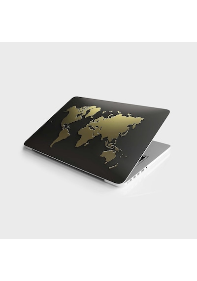 Laptop Sticker Notebook Pc Kaplama Etiketi Dünya Haritası Gold 1