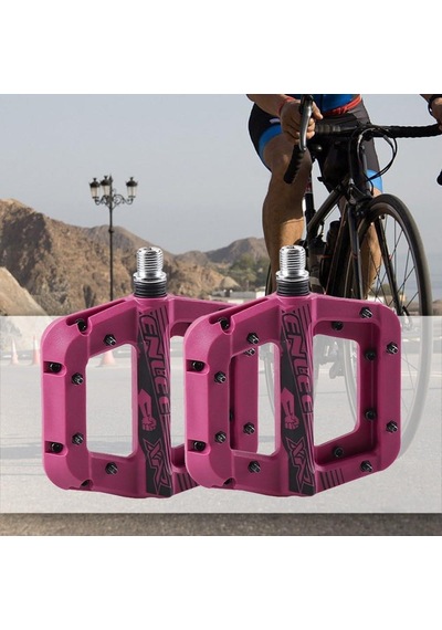 Enlee Renkli Çivili Kaymaz Platform Pedal Mtb Rulmanlı Plastik Alüminyum Pedal Ultra Hafif Mor