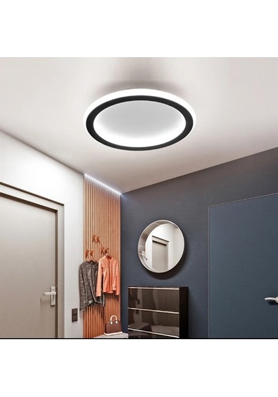 Siyah Ø30 cm Yuvarlak 3000K Sarı Işık Led Tavan Lambası