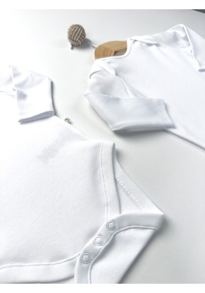 Sezgibaby Unisex, Bebek Uzun Kol % 100 Pamuk 3'lü Çıtçıtlı Body & Zıbın 0-3 Ay / 3-6 Ay / 6-9 Ay Beyaz
