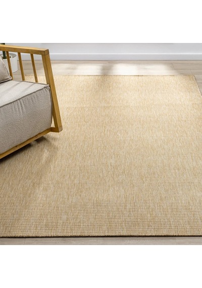 Düz Jüt Görünümlü Hasır Dokulu Modern Halı - L663bjbo Bej