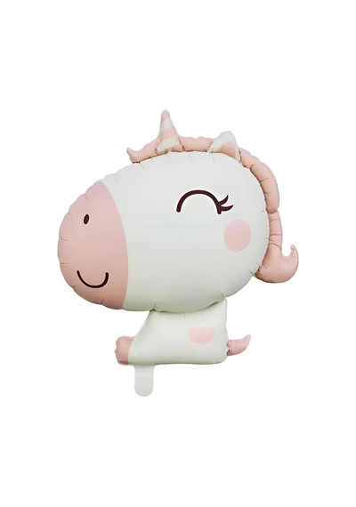 51x54 Cm Retro Unicorn Karamel Pembe Folyo Balon - Doğum Günü Parti Dekorasyon Balonu Çok Renkli