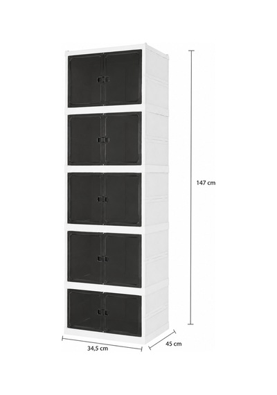 5'li Katlanabilir Modüler Çok Amaçlı Organizer Dolap Çizmelik Ayakkabı Düzenleyici Beyaz