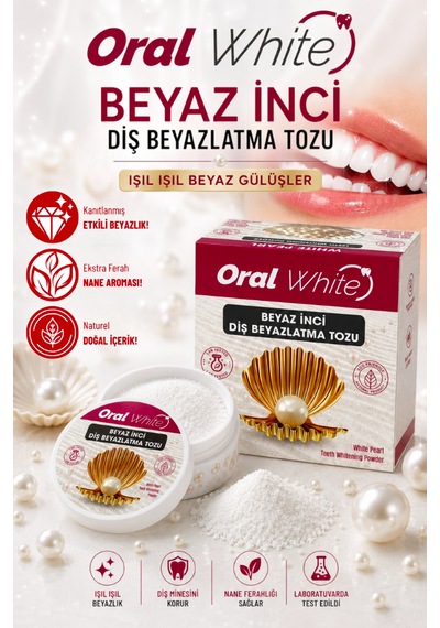 Oral White Premium Series Beyaz İnci Diş Beyazlatma Tozu 50 Gr İnci Tozu