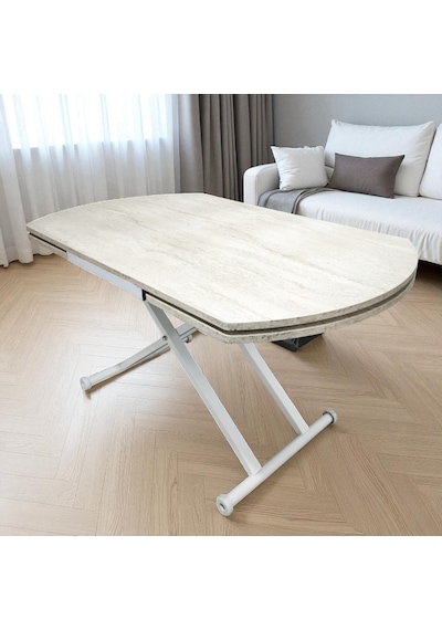 Oval Yan Baştan Açılır Akıllı Masa Üst Tabla Mdf Yüksekliği Ayarlanabilir Pratik Traverten Oval Yan Baştan Açılır Akıllı Masa Üst Tabla Mdf Yüksekliği Ayarlanabilir Pratik Traverten