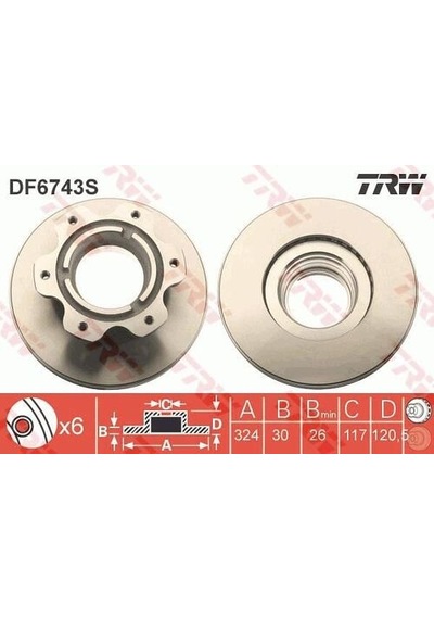 Trw Df6743s Fren Diski Arka Mercedes Benz Vario 1996 A6684230512