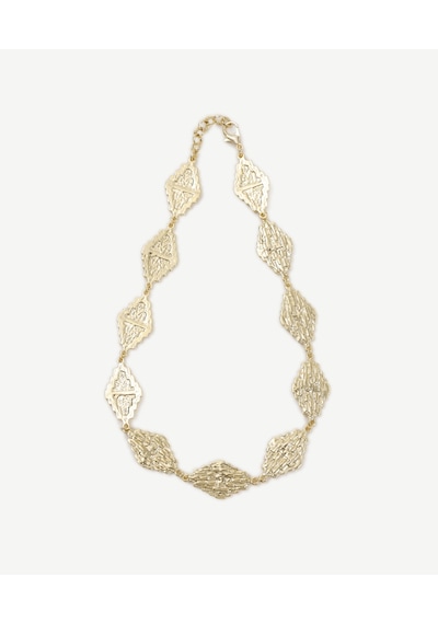 Yargıcı Dokulu Gold Kolye Çok Renkli