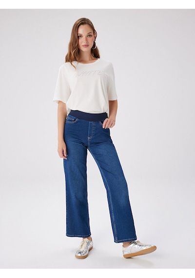 Faik Sönmez Wide Leg Fit Beli Lastikli Rahat Jean Pantolon W27jpn010 Uw27jpn01027 İndigo