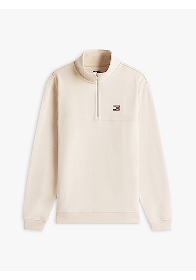 Tommy Hilfiger Tjm Reg Badge Qz Ext Erkek Beyaz Sweatshirt - Dm0dm22344 Beyaz