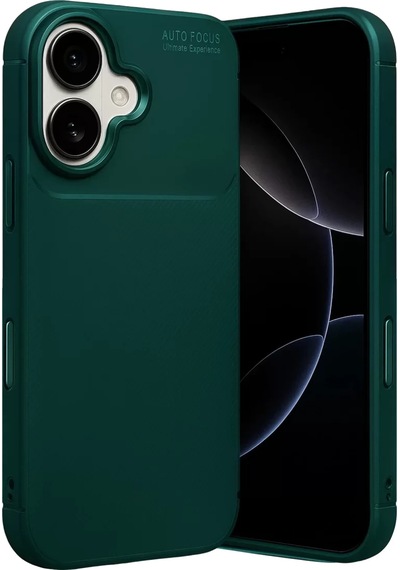 Newface Apple, Uyumlu iPhone 17 Auto Focus Karbon Kapak - Koyu Yeşil