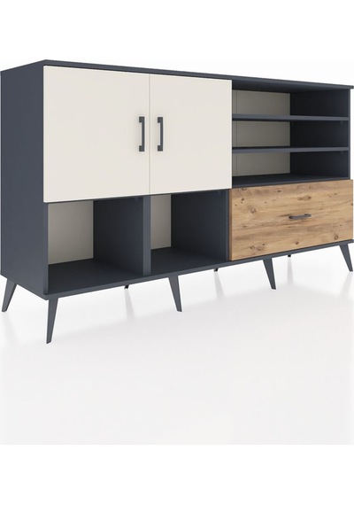Hyperion Konsol 7 Raflı Tek Çekmeceli 2 Kapaklı 176x44x99 Antrasi Antrasit-aytaşı/çam Hyperion Konsol 7 Raflı Tek Çekmeceli 2 Kapaklı 176x44x99 Antrasi Antrasit-aytaşı/çam