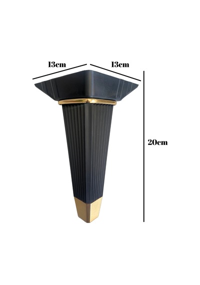 Irem Siyah Altın 20cm Plastik Ayak Mobilya Masa Ve Dolap Ayağı 20cm Siyah - Altın 4 Adet Siyah