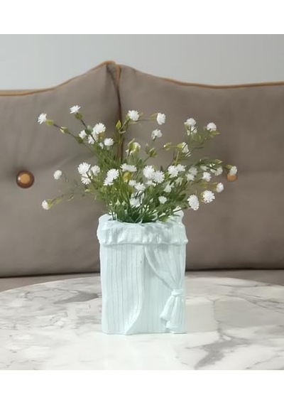 Adet Dahil Vazoda Çiçek Beyaz Yapay Çiçek Dekoratif Poliresin 7x7x17cm Diğer