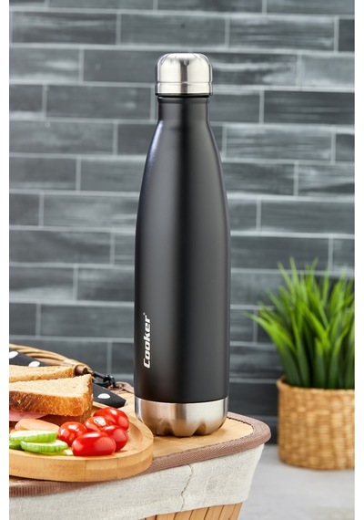 Cooker Hydrokeep 500 Ml Paslanmaz Çelik Şişe Termos Ckr2071 Siyah