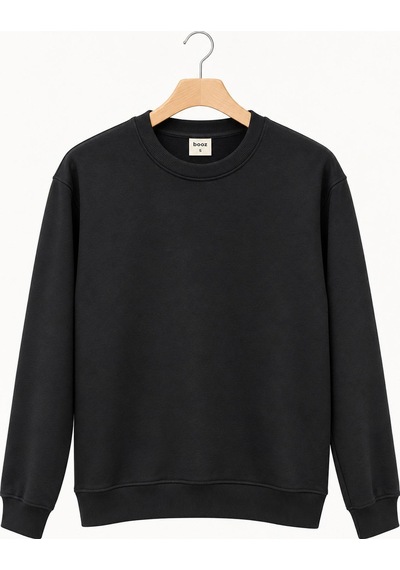 Basic Bisiklet Yaka Relaxed Regular Erkek Sweatshirt - 7773 Siyah