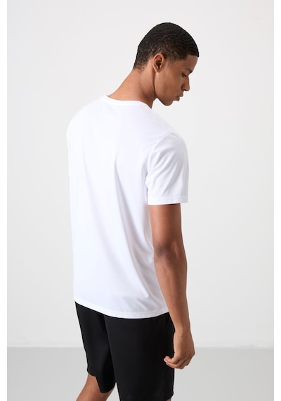 Tommy Life Beyaz Polyester Nefes Alan Dokulu İnce Esnek Standart Fit Erkek Performans T-shirt - 88385 Beyaz