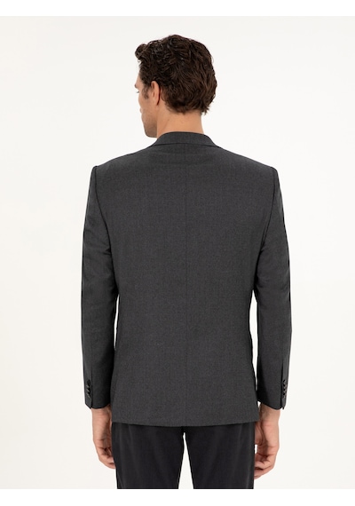 Cacharel Antrasit Slim Fit Yün Karışımlı Ceket Gri