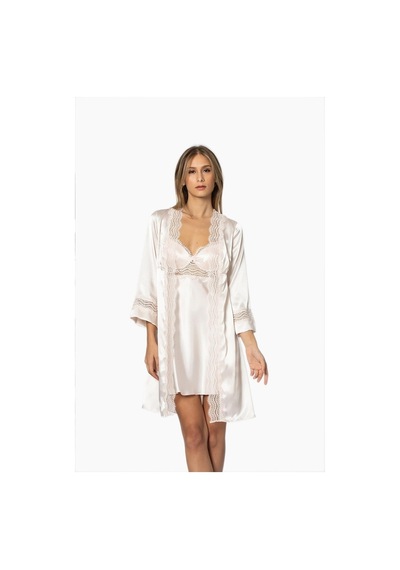 Pierre Cardin 6010 İpek Saten 6 Lı Gecelik Sabahlık Pijama Takım