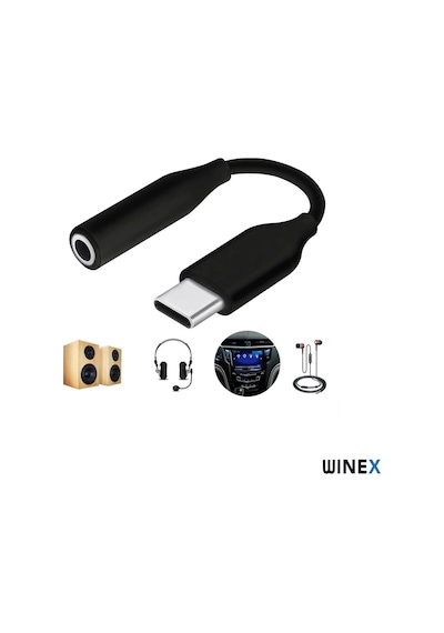 Winex UC10 Type-C to 3.5mm Jack Dönüştürücü Adaptör Siyah