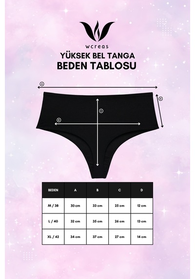 Wcreas Yüksek Bel Kadın Tanga, Pamuklu Yumuşak Kumaş Tanga Külot 5'li Paket Siyah