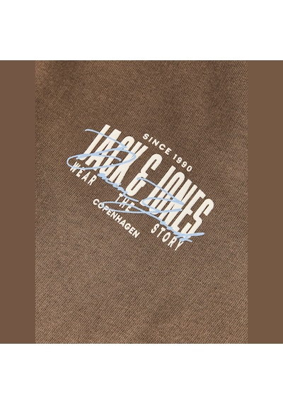Jack & Jones Erkek Gögüs Baskili Bisiklet Yaka Sweatshirt - Aero - 12298492 Kahverengi