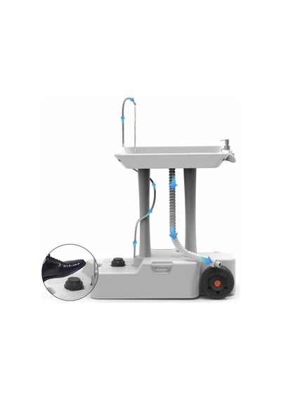 Porvaletti Tekerlekli Portatif Lavabo, 30L Temiz Su Tanklı
