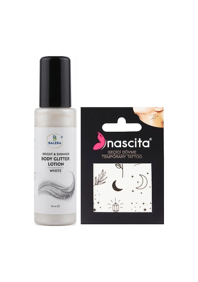 Vücut Losyonu Beyaz Simli 125 Ml & Geçici Dövme Hediyeli