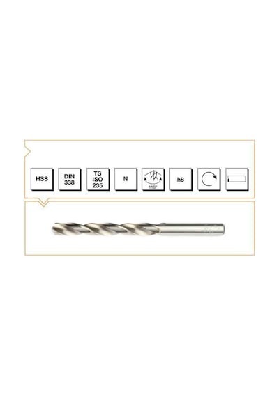 Makina Takım 16.5Mm Hss Dın 338 Silindirik Saplı Kısa