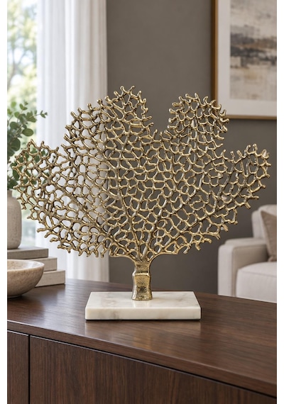 Crearthome Gold Yaprak Dekor Biblo Dekoratif Aksesuar Gold