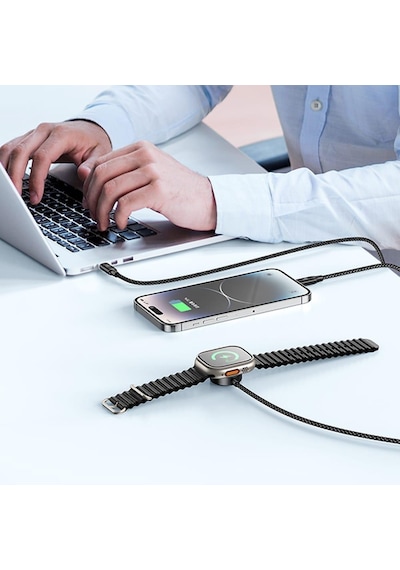 Mcdodo Ca-4940 100w 3in1 Type-c, Lightning Ve Apple Uyumlu iOS Watch Çoklu Şarj Kablosu