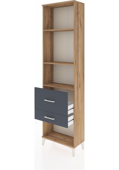 Arges Dolap 3 Raflı 2 Çekmeceli 60x30x221 Çam-antrasit Atlas Çam