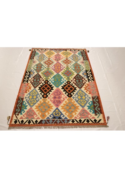 El Dokuma Afgan Kilim 100% Yün Kök Boya Elsanat Eserı İle Harika Anadolu Kilim Desenlı Çok Renkli