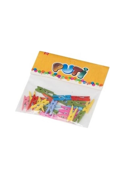 Puti Ahşap Küçük Mandal Renkli 24 Lü [4667]