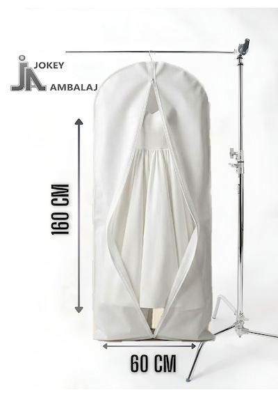 Jokey Ambalaj Fermuarlı Dolapiçi Gamboç Kıyafet,takım Elbise,abiye Ve Gelinlik Kılıfı 60x160cm Renk Seçenekli Beyaz
