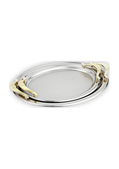 Schafer Ela 2 Li Oval Çay Tepsisi-platin01 Diğer