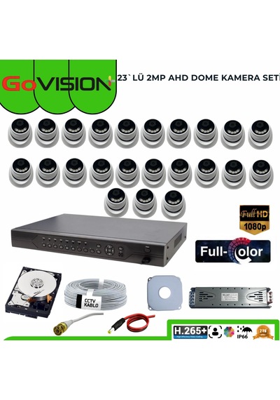 23 Lü 2mp Full Color 3.6mm Lens 1080p Fullhd Warmled Ahd 32 Kanal Dome Set