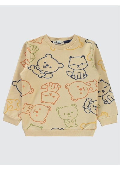 Civil Boys Ayıcık Baskılı 2-5 Yaş Sweatshirt Bej
