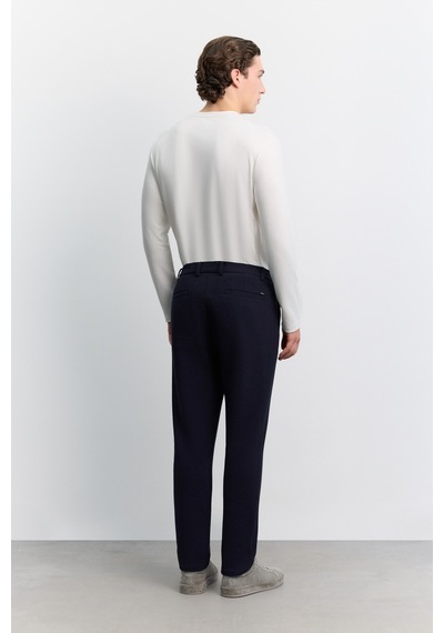 Avva Erkek Lacivert Yanı Lastikli Gofreli Elastan Slim Fit Pantolon A62y3080