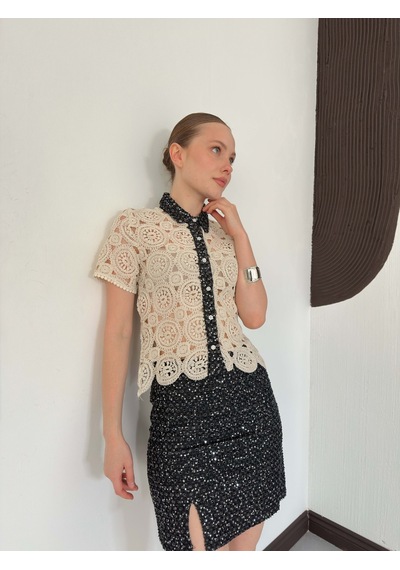 Verymoda Pullu Kot Etek D2853 Siyah