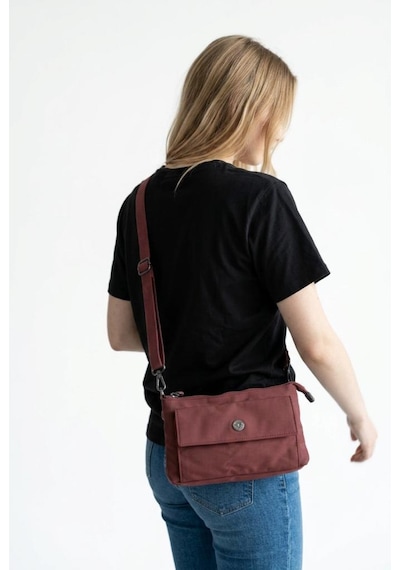 Baginn Paraşüt Kumaş Mini Çapraz Askılı Kadın Çanta Yağmur Geçirmez El Askılı Çanta 20 12 Cm Telefonluk Bordo