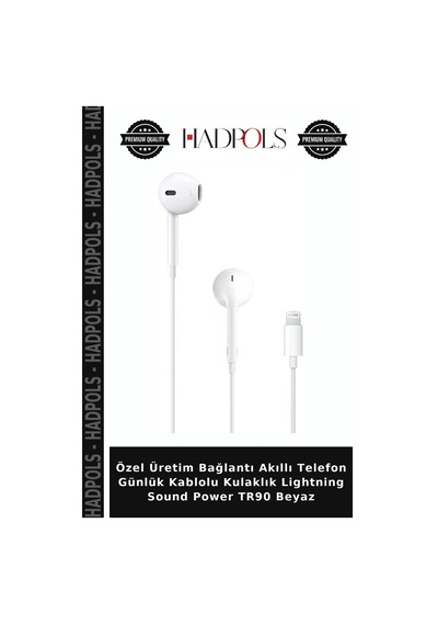 Özel Üretim Bağlantı Akıllı Telefon Günlük Kablolu Kulaklık Lightning Sound Power Tr90 Beyaz