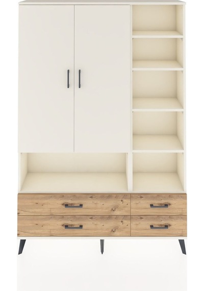 Arges Dolap 10 Raflı 4 Çekmeceli 2 Kapaklı 132x30x195 Aytaşı-aytaşı/çam Aytası/atlas Çam