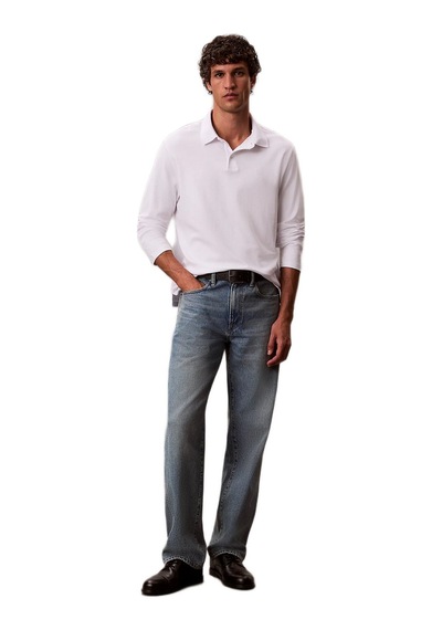 Calvin Klein Lv040em909 Ls Supima Cotton Solid Erkek Polo Tişört Beyaz
