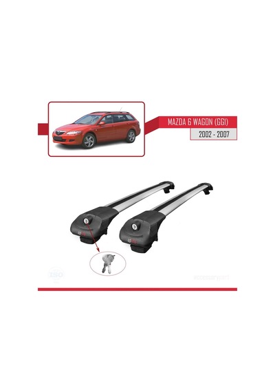 Mazda 6 Gg1 2002-2007 Arası İle Uyumlu Ace-1 Ara Atkı Tavan Barı Gri