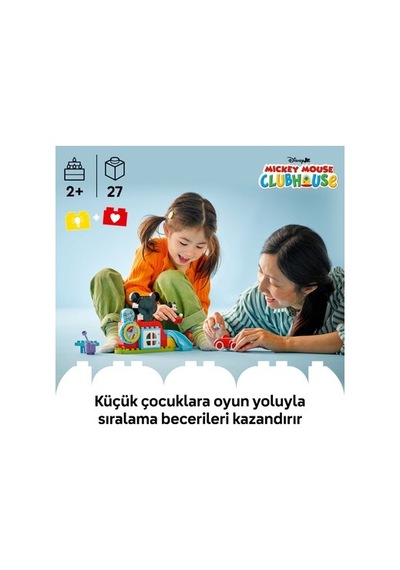 2+ Yaş İçin Disney Mickey Fare Kulüp Evi Ve Araba Seti