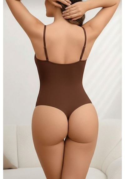 Fit Women Örme Kumaş Zıbın String Model ı Body 9052 Kahverengi