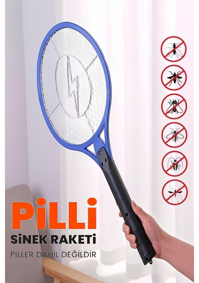 Sinek Öldürücü Raket Pilli Sivrisinek Haşere Öldürücü Elektrikli Etkili Sinek Raket - 696464428