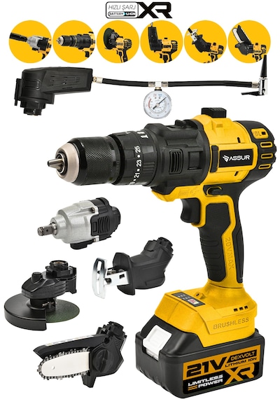 Assur ASR1030-02-02 21V Çift Akü 6 Başlıklı Set Sarı Assur ASR1030-02-02 21V Çift Akü 6 Başlıklı Set Sarı